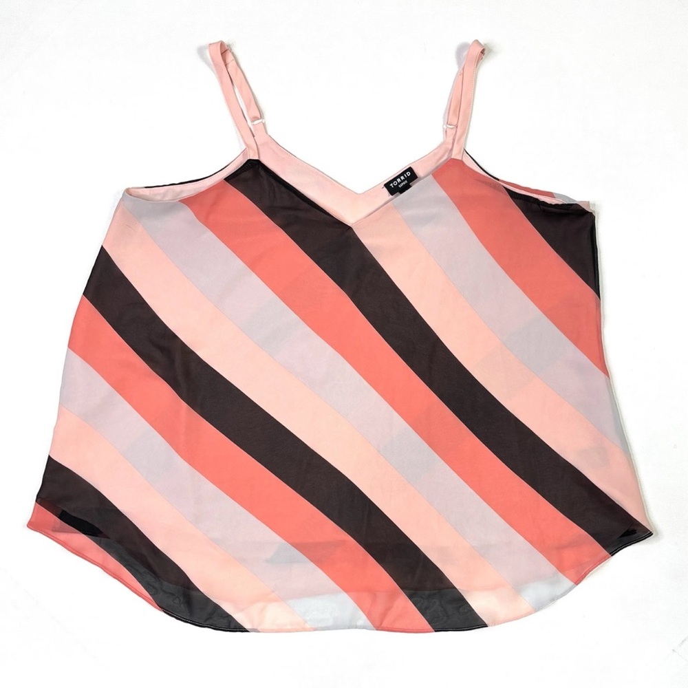 Torrid Sophie Chiffon Swing Cami Women’s 0 Orange Brown Stripe Sleeveless Plus